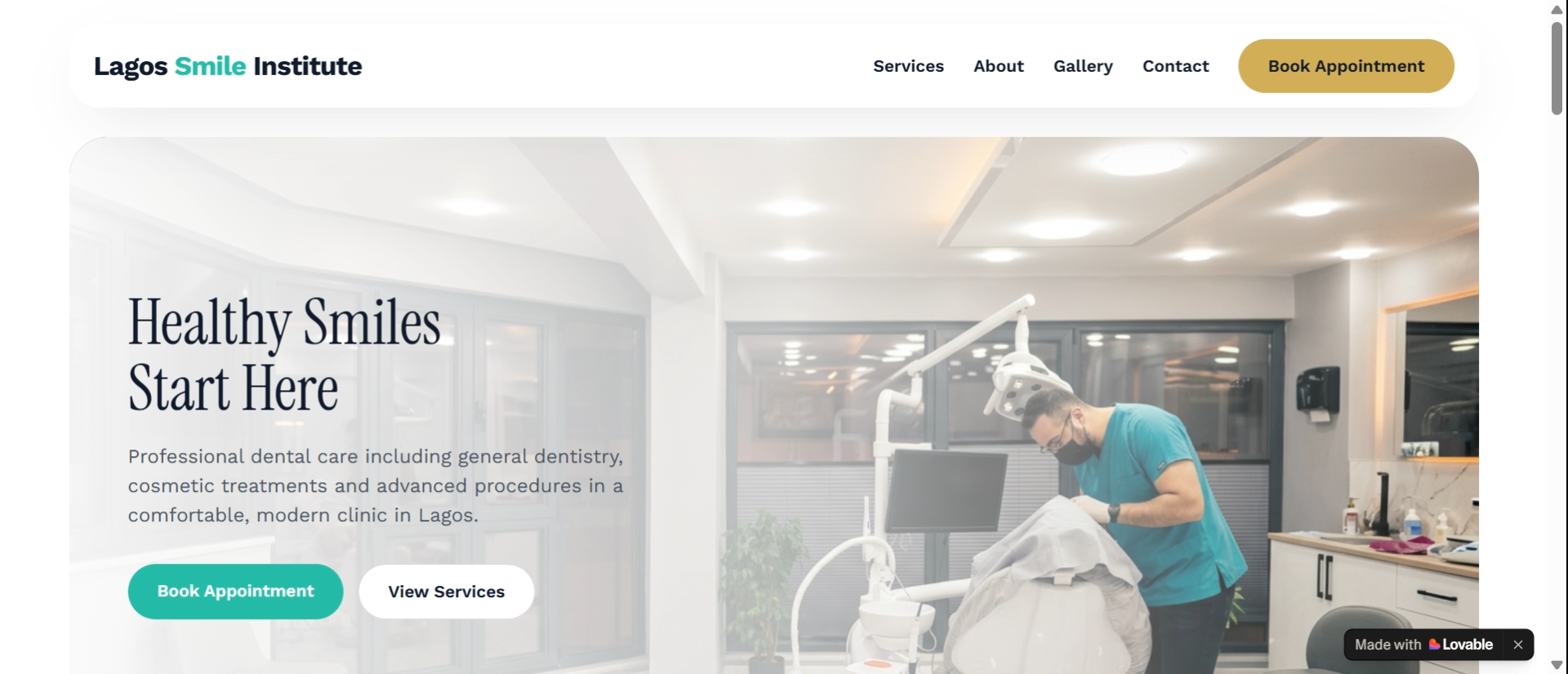 الصفحة الرئيسية لموقع Lagos Smile Institute