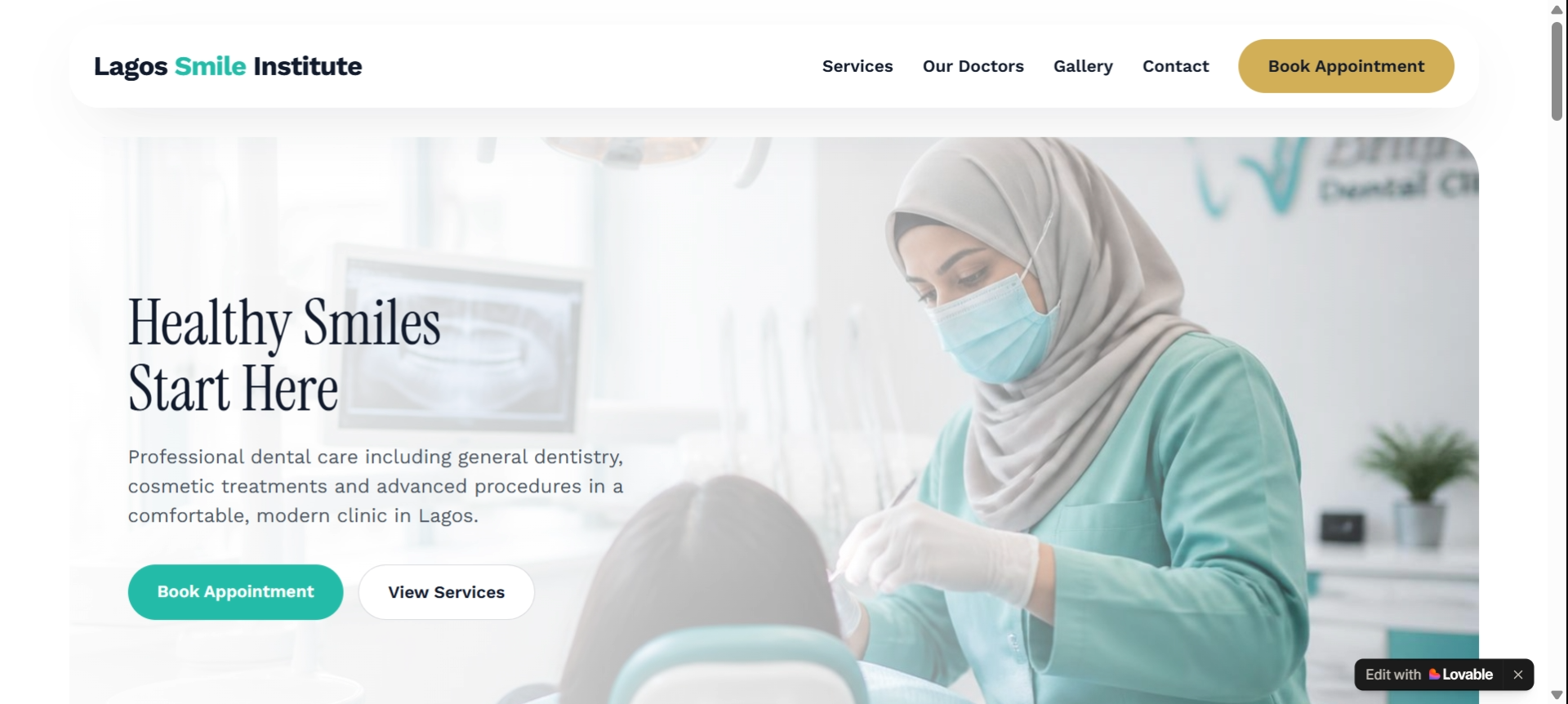 الصفحة الرئيسية لموقع عيادة أسنان Lagos Smile Institute